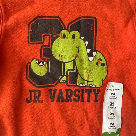 Jumping Beans 24 Months Baby Boy Orange Hoodie Dinosaur Jr Varsity NWT - Picture 2 of 5